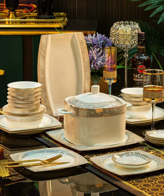 2026 New Bone China Dinnerware Set for Home Use - Luxury and High-End Jingdezhen Ceramic Bowls and Plates