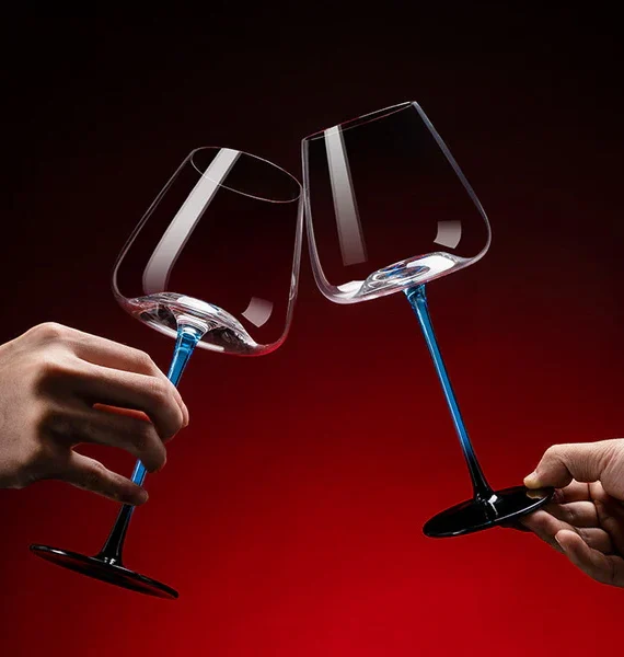 Handcrafted Blue Stem Burgundy Wine Glass With Blue Mountain Wine Decanter Sets