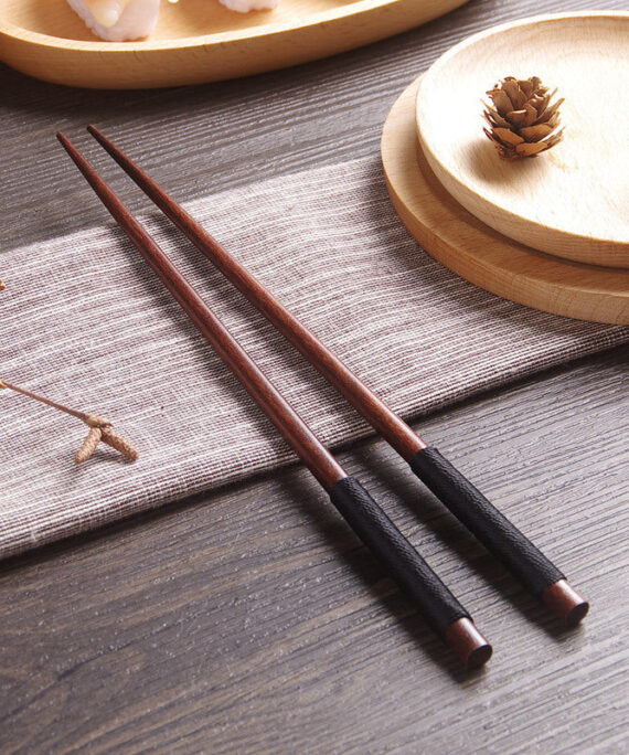 Handcrafted Wooden Chopsticks with Decorative Thread - Set of 5